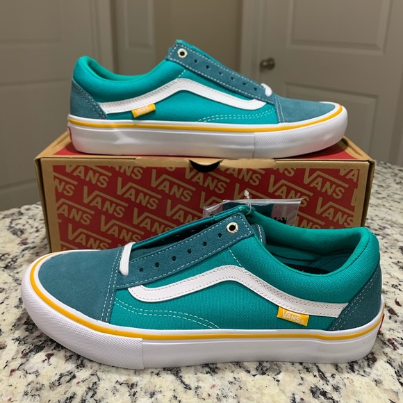 teal old skool vans
